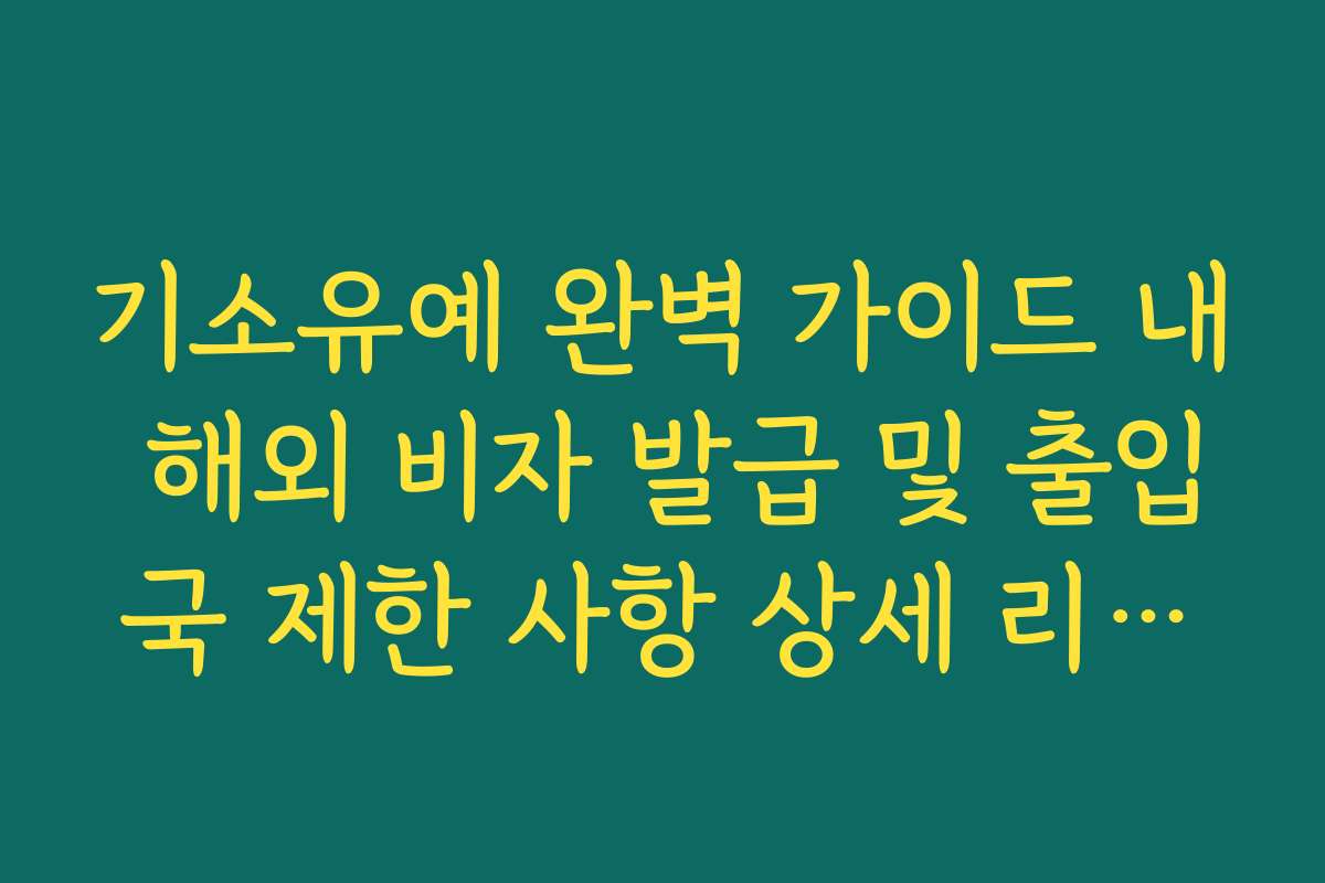 기소유예 완벽 가이드 내 해외 비자 발급 및 출입국 제한 사항 상세 리스트 정리