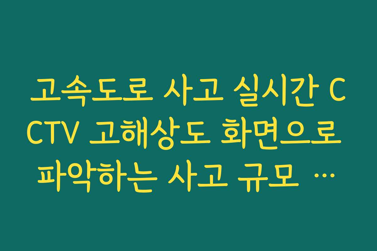 고속도로 사고 실시간 CCTV 고해상도 화면으로 파악하는 사고 규모 분석