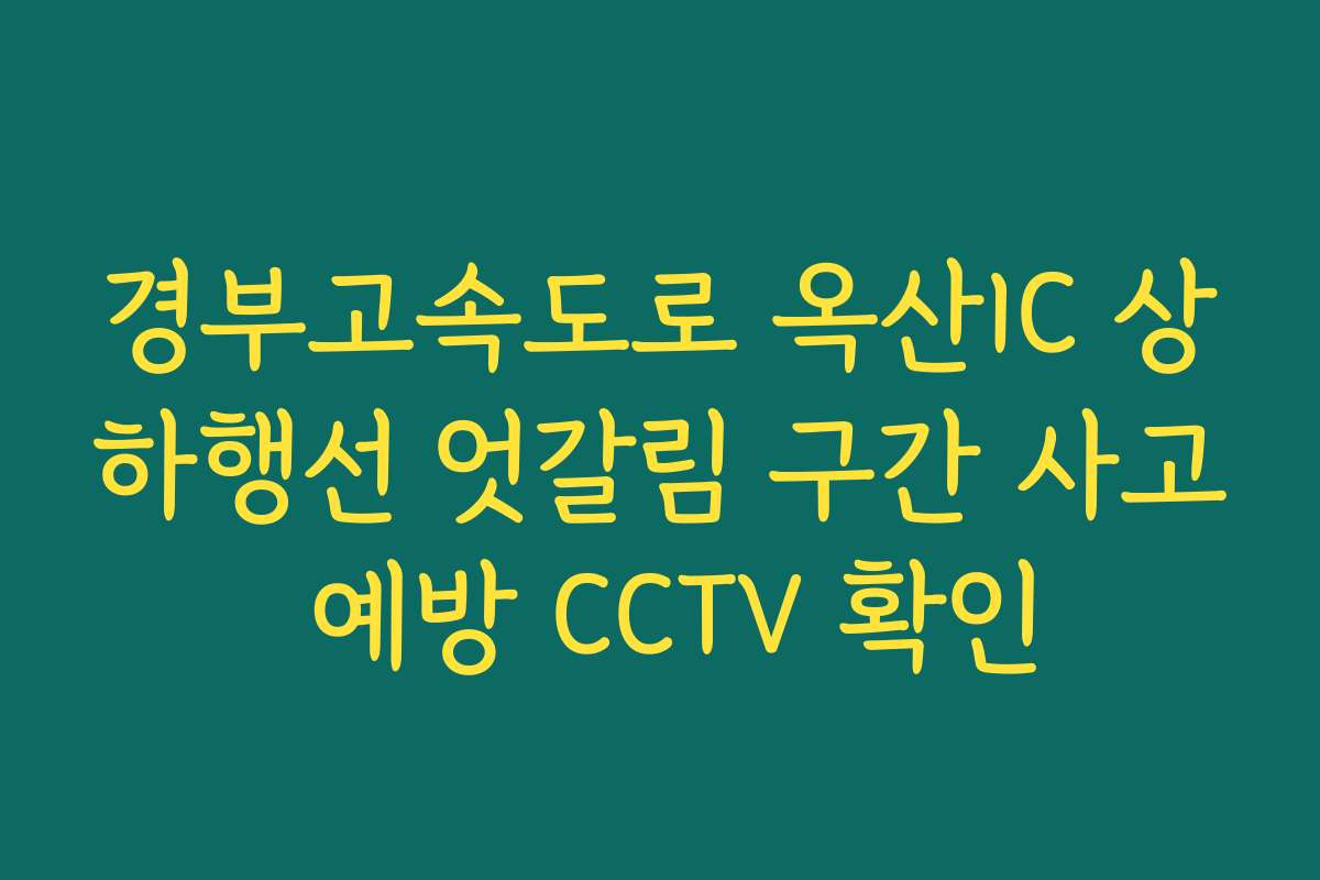 경부고속도로 옥산IC 상하행선 엇갈림 구간 사고 예방 CCTV 확인