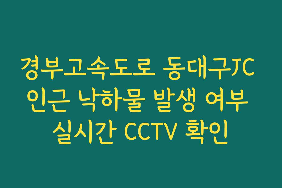 경부고속도로 동대구JC 인근 낙하물 발생 여부 실시간 CCTV 확인