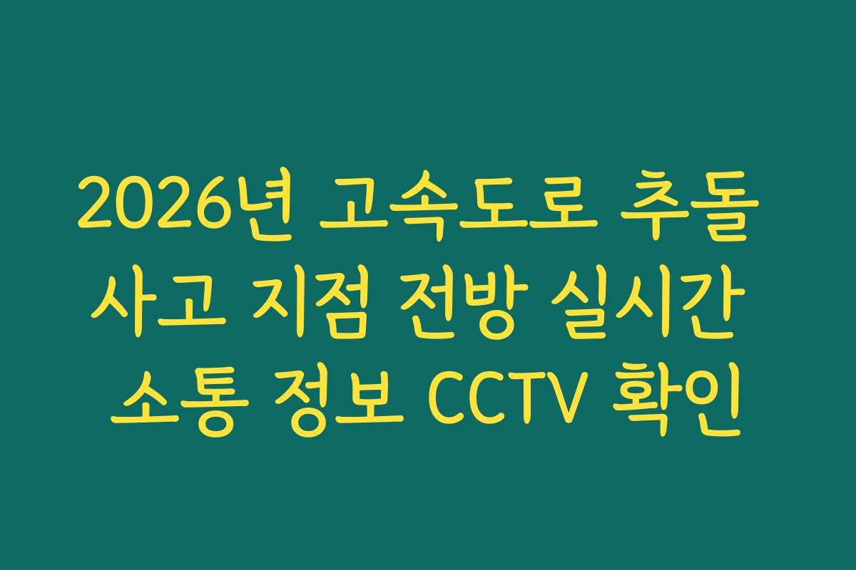 2026년 고속도로 추돌 사고 지점 전방 실시간 소통 정보 CCTV 확인