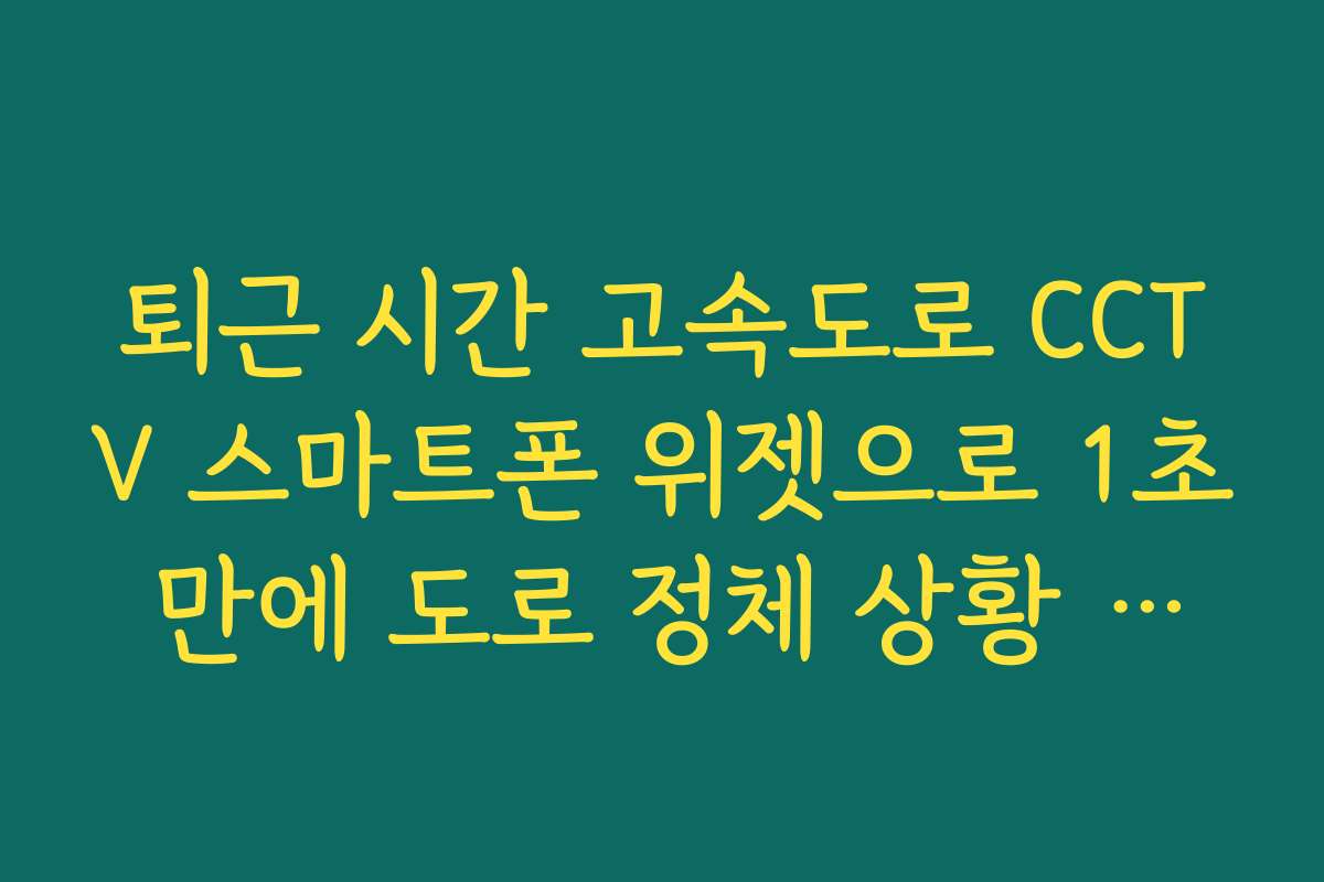 퇴근 시간 고속도로 CCTV 스마트폰 위젯으로 1초 만에 도로 정체 상황 체크