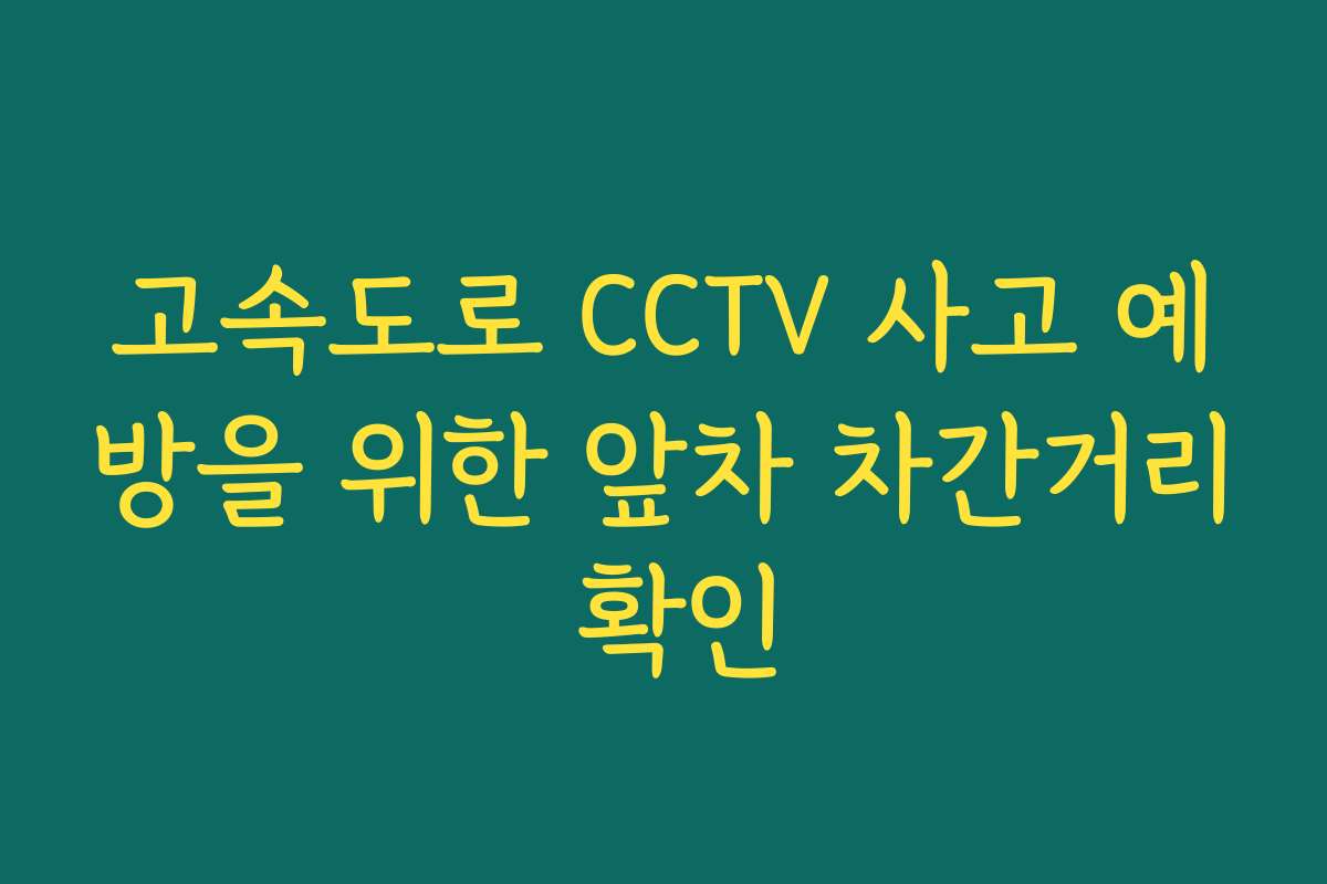 고속도로 CCTV 사고 예방을 위한 앞차 차간거리 확인