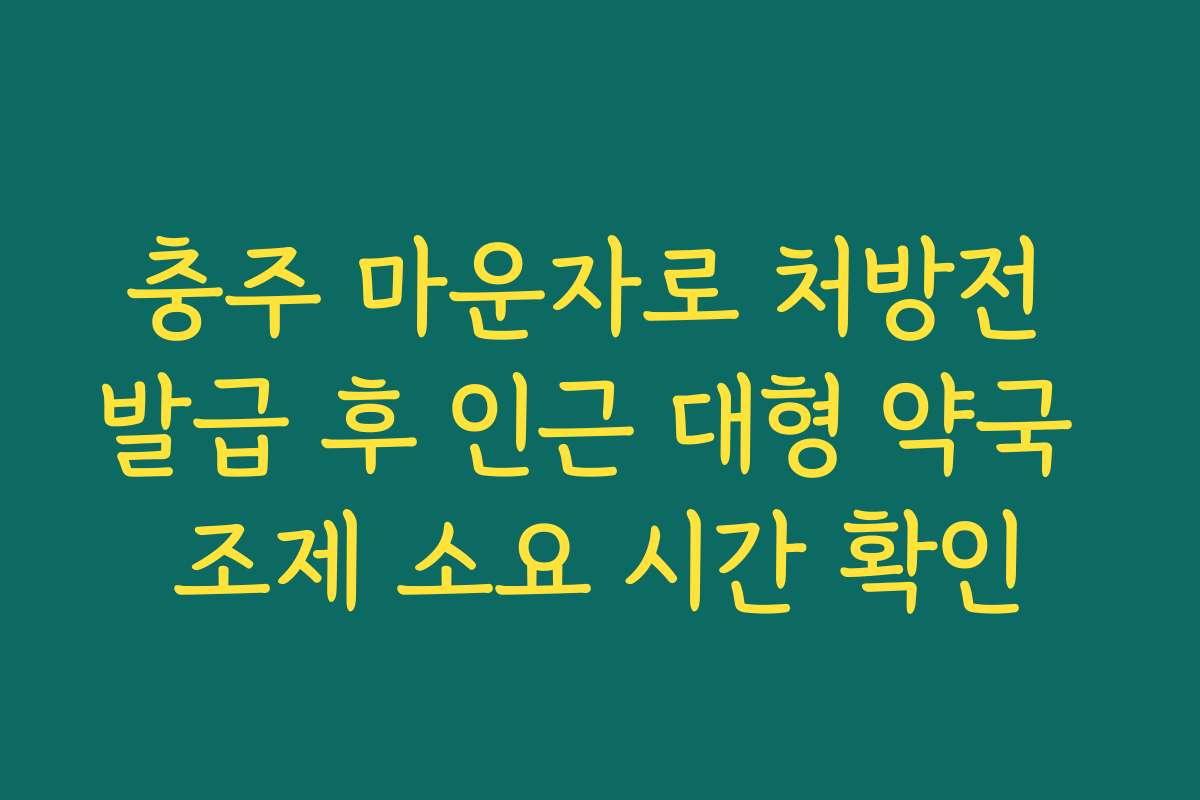 충주 마운자로 처방전 발급 후 인근 대형 약국 조제 소요 시간 확인