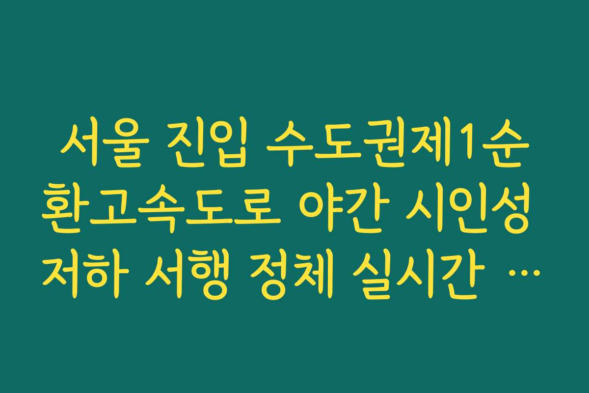 서울 진입 수도권제1순환고속도로 야간 시인성 저하 서행 정체 실시간 분석 확인