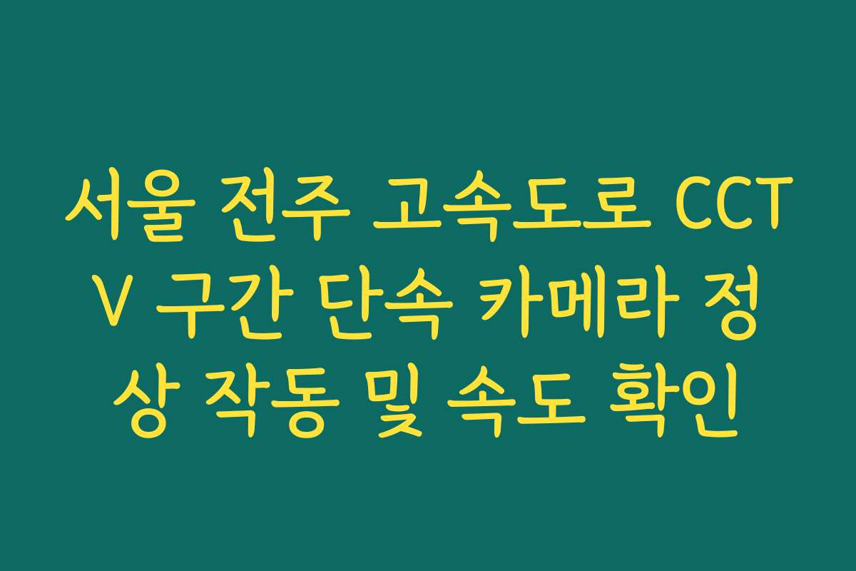 서울 전주 고속도로 CCTV 구간 단속 카메라 정상 작동 및 속도 확인