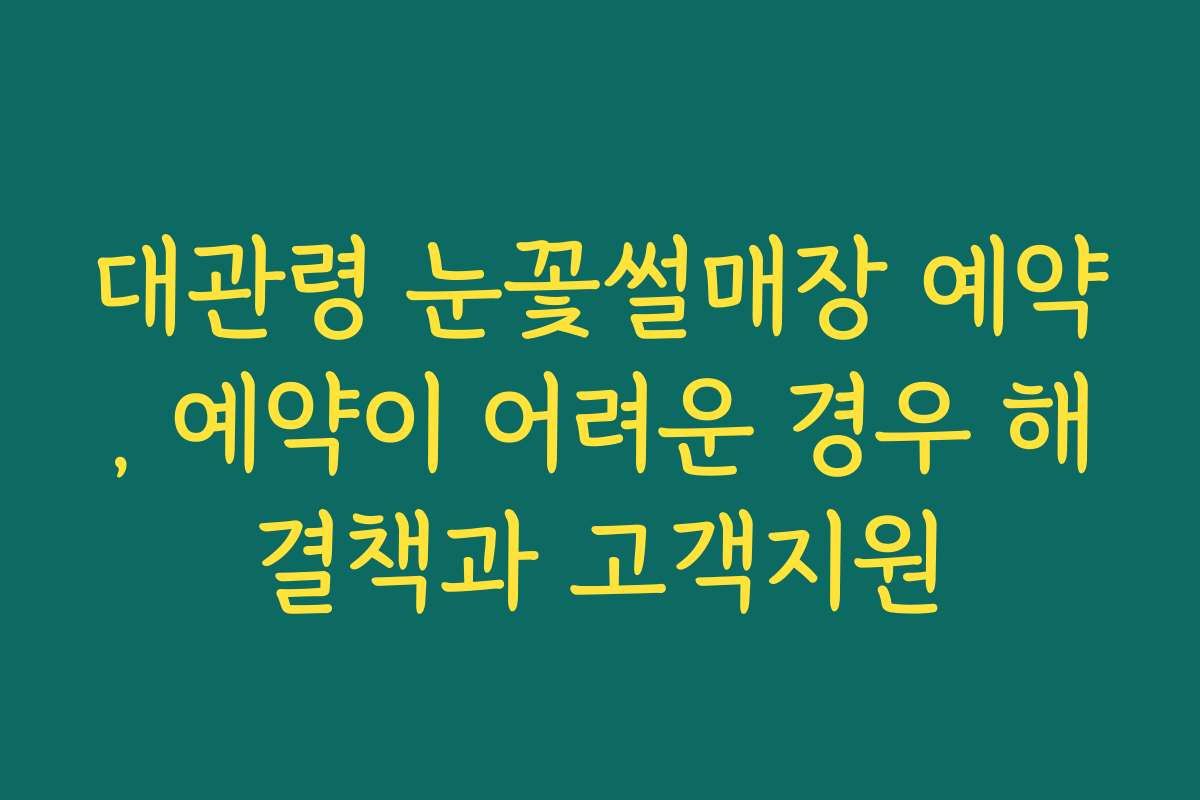 대관령 눈꽃썰매장 예약, 예약이 어려운 경우 해결책과 고객지원