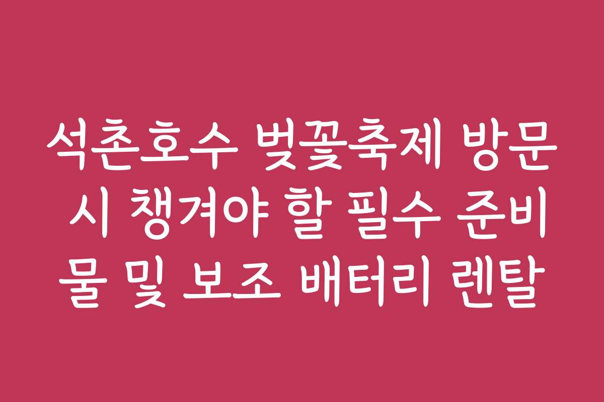 석촌호수 벚꽃축제 방문 시 챙겨야 할 필수 준비물 및 보조 배터리 렌탈