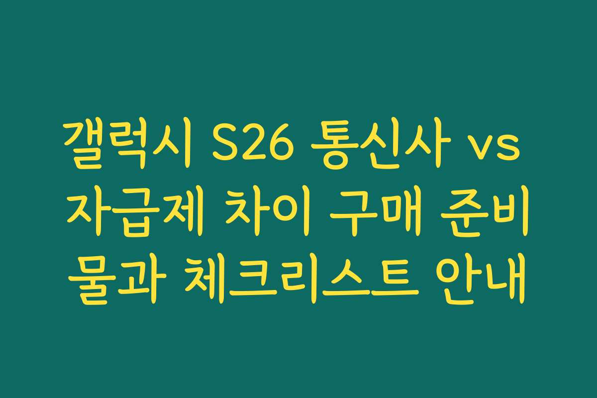 갤럭시 S26 통신사 vs 자급제 차이 구매 준비물과 체크리스트 안내