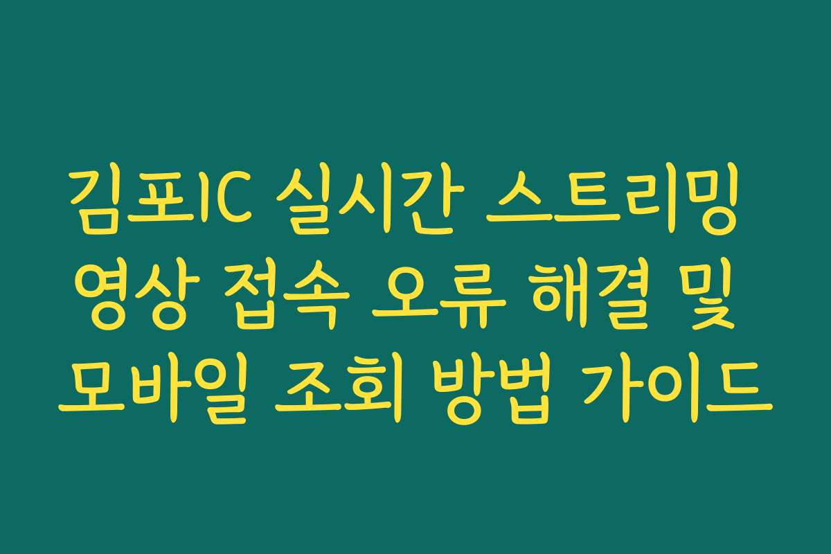 김포IC 실시간 스트리밍 영상 접속 오류 해결 및 모바일 조회 방법 가이드