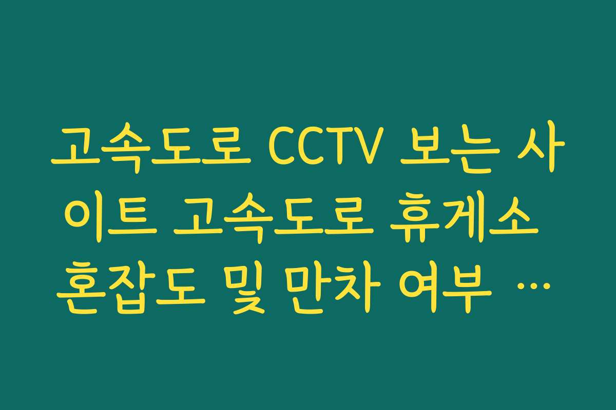 고속도로 CCTV 보는 사이트 고속도로 휴게소 혼잡도 및 만차 여부 확인