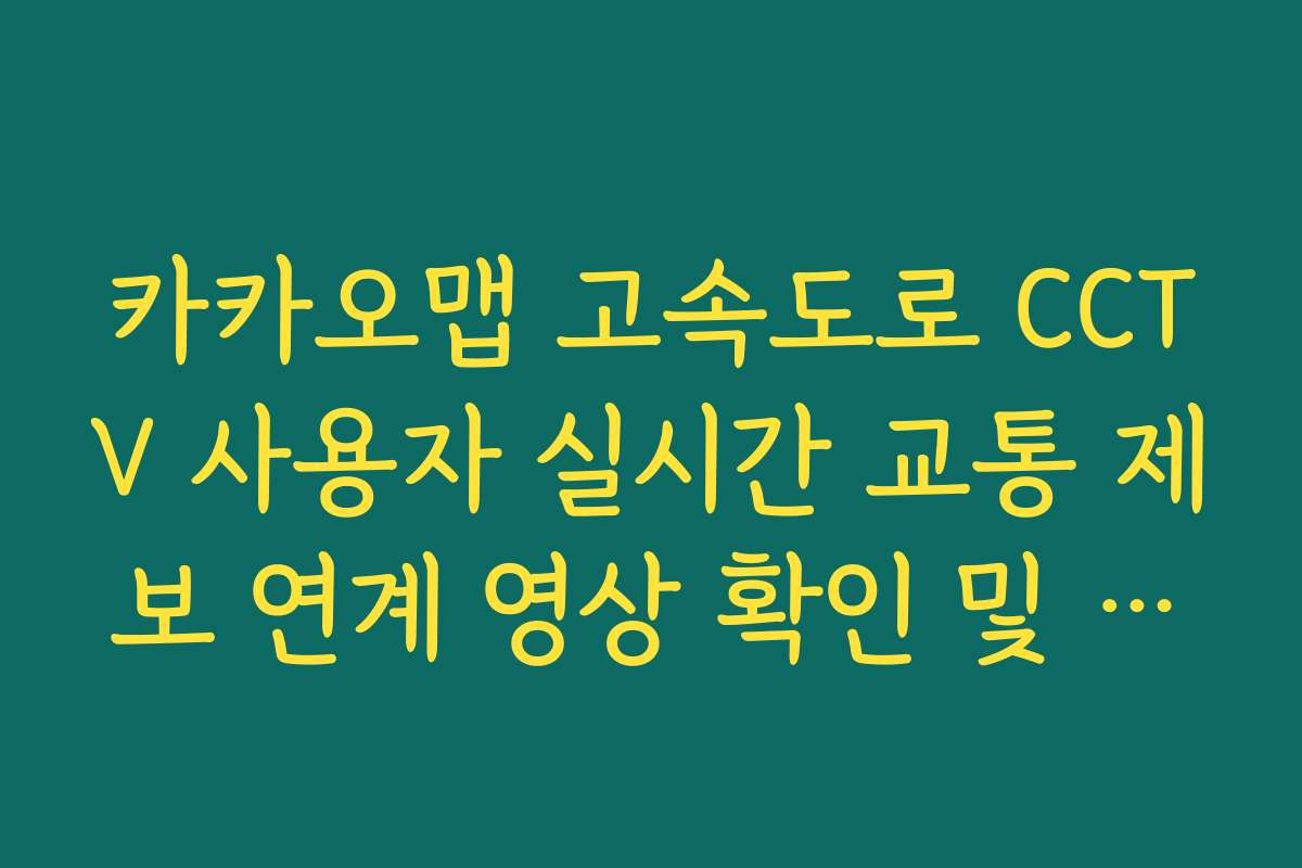 카카오맵 고속도로 CCTV 사용자 실시간 교통 제보 연계 영상 확인 및 활용법