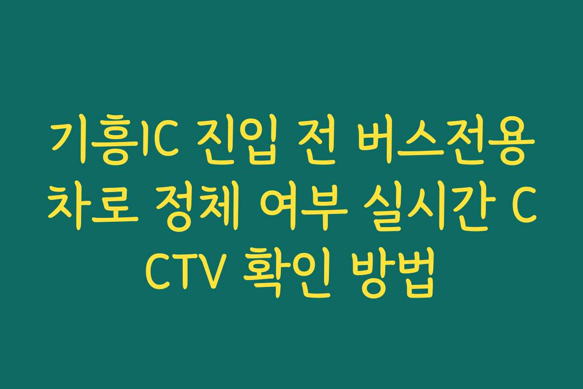 기흥IC 진입 전 버스전용차로 정체 여부 실시간 CCTV 확인 방법