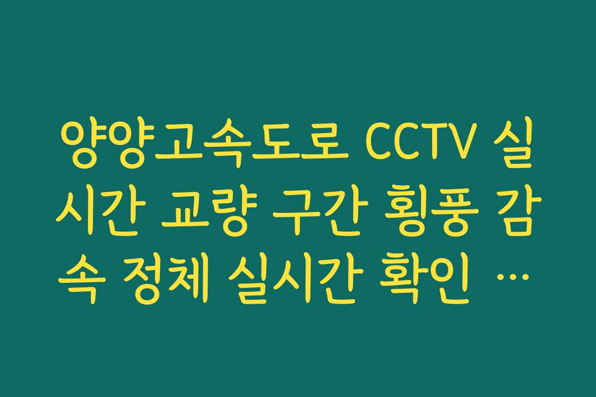 양양고속도로 CCTV 실시간 교량 구간 횡풍 감속 정체 실시간 확인 방법