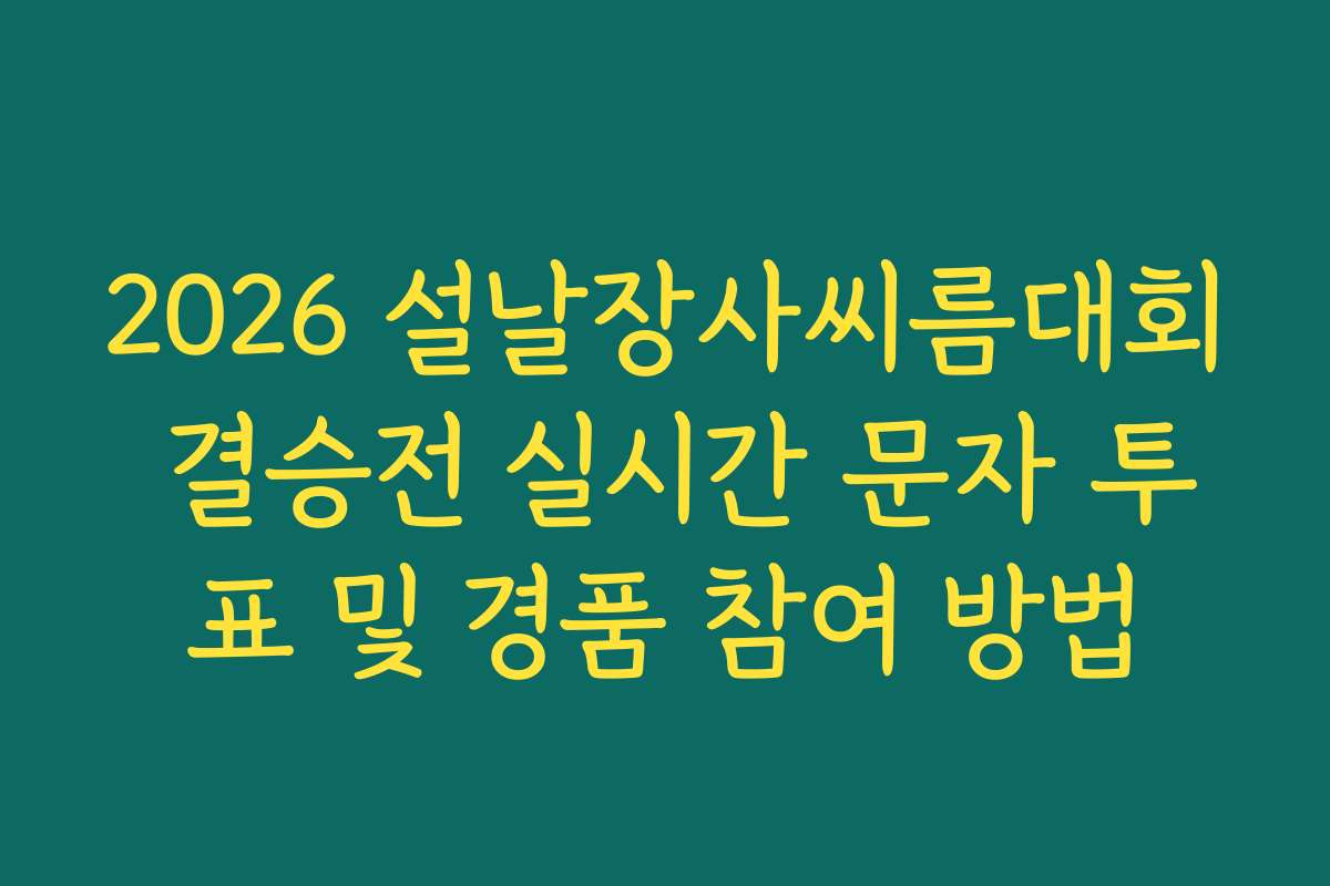 2026 설날장사씨름대회 결승전 실시간 문자 투표 및 경품 참여 방법