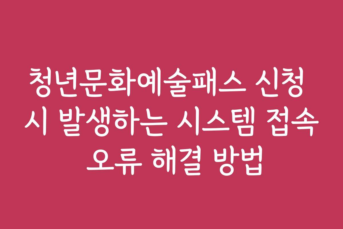 청년문화예술패스 신청 시 발생하는 시스템 접속 오류 해결 방법