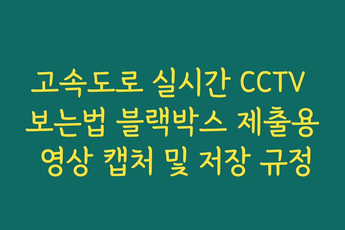 고속도로 실시간 CCTV 보는법 블랙박스 제출용 영상 캡처 및 저장 규정