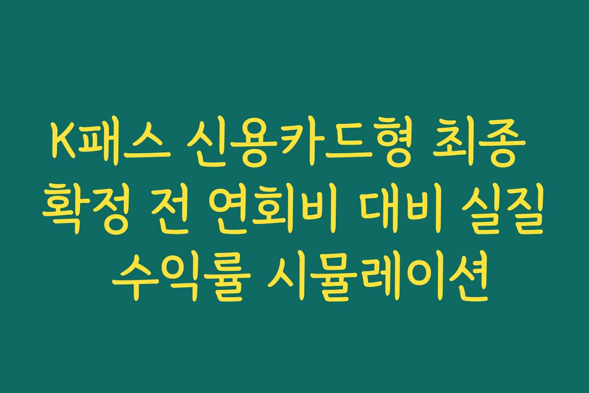 K패스 신용카드형 최종 확정 전 연회비 대비 실질 수익률 시뮬레이션