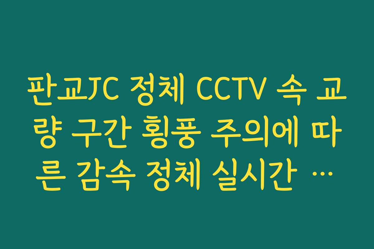 판교JC 정체 CCTV 속 교량 구간 횡풍 주의에 따른 감속 정체 실시간 확인