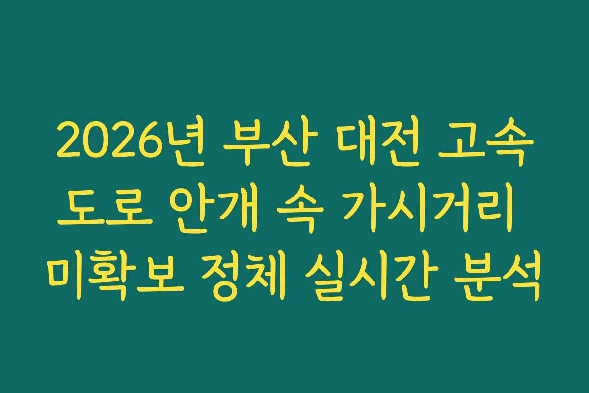 2026년 부산 대전 고속도로 안개 속 가시거리 미확보 정체 실시간 분석