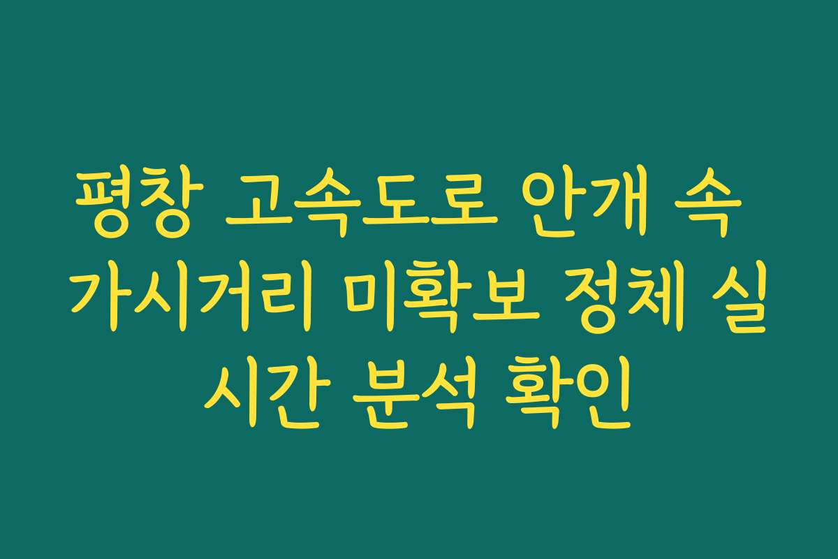 평창 고속도로 안개 속 가시거리 미확보 정체 실시간 분석 확인