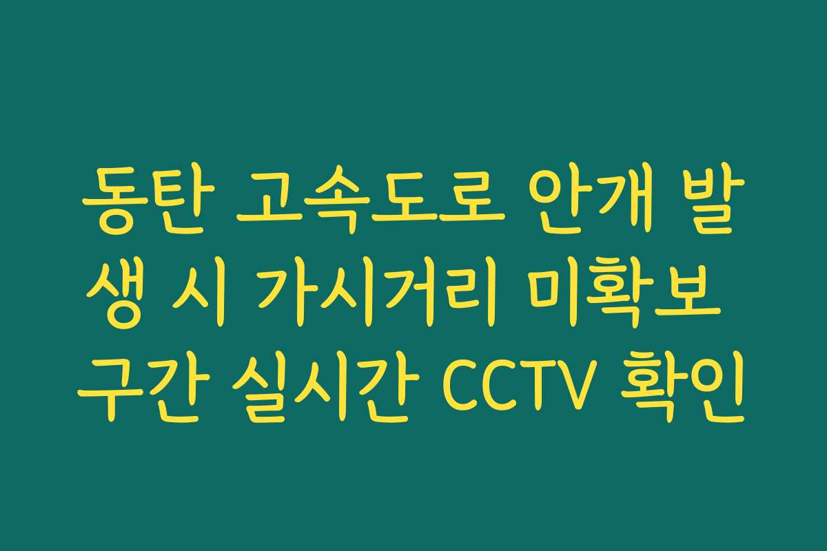 동탄 고속도로 안개 발생 시 가시거리 미확보 구간 실시간 CCTV 확인