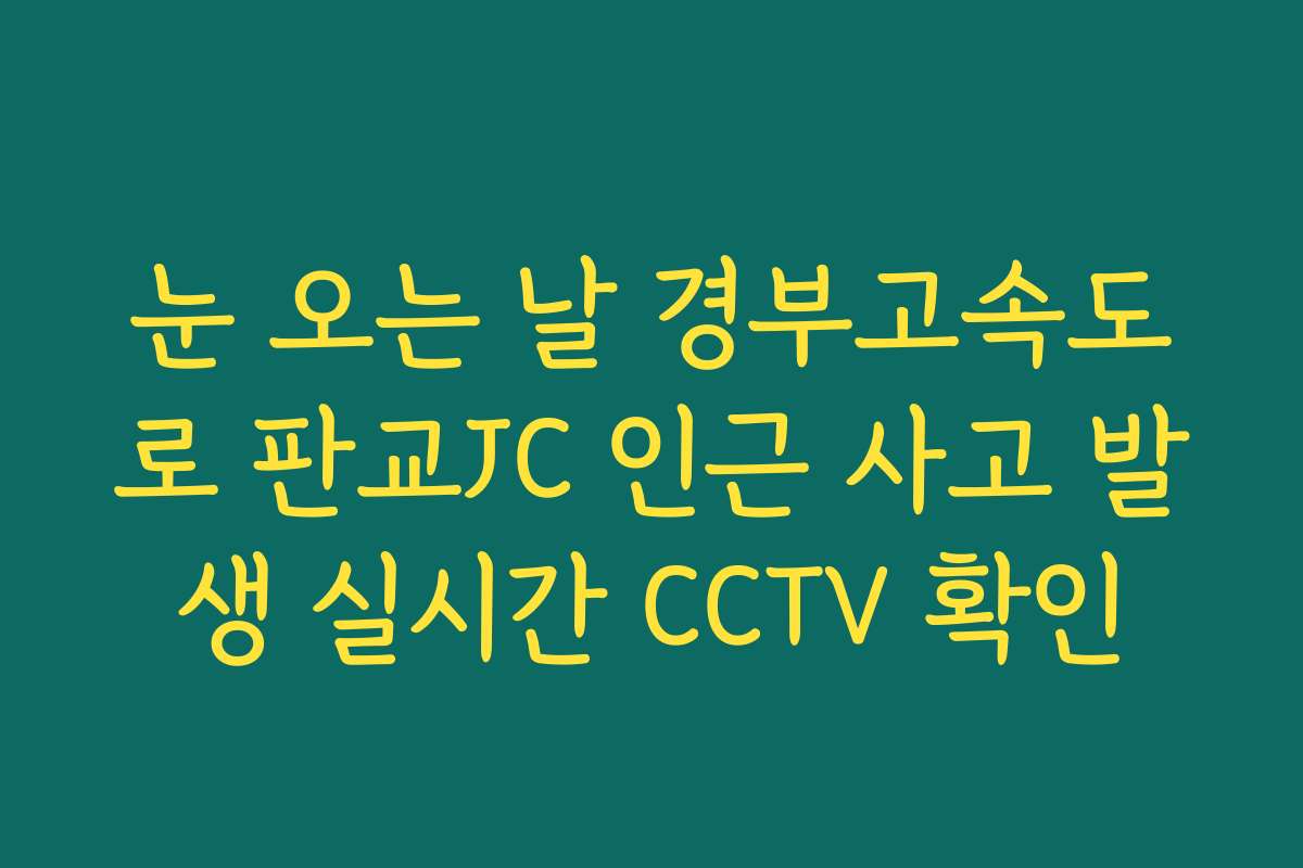 눈 오는 날 경부고속도로 판교JC 인근 사고 발생 실시간 CCTV 확인