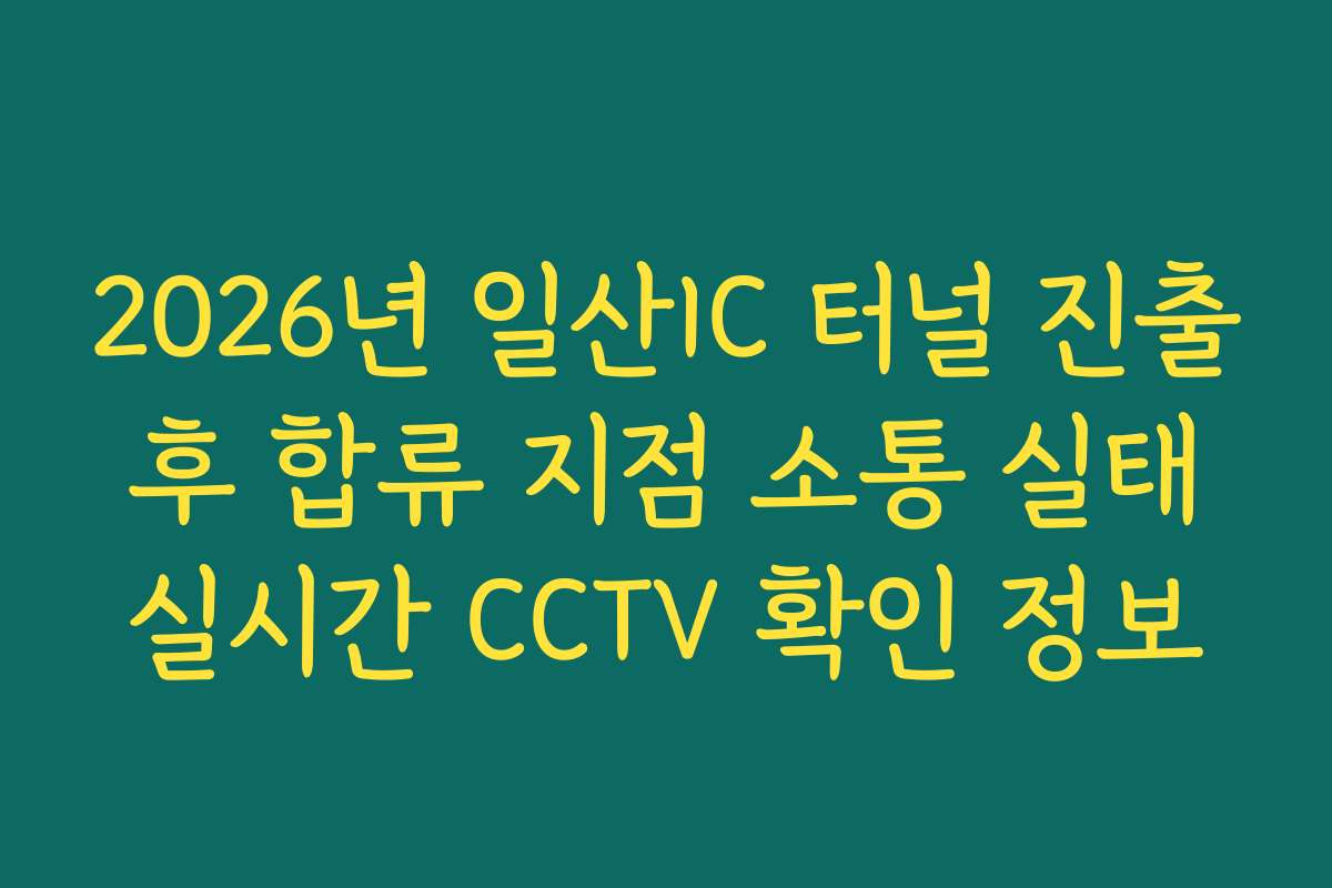 2026년 일산IC 터널 진출 후 합류 지점 소통 실태 실시간 CCTV 확인 정보