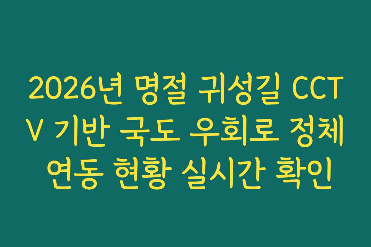 2026년 명절 귀성길 CCTV 기반 국도 우회로 정체 연동 현황 실시간 확인