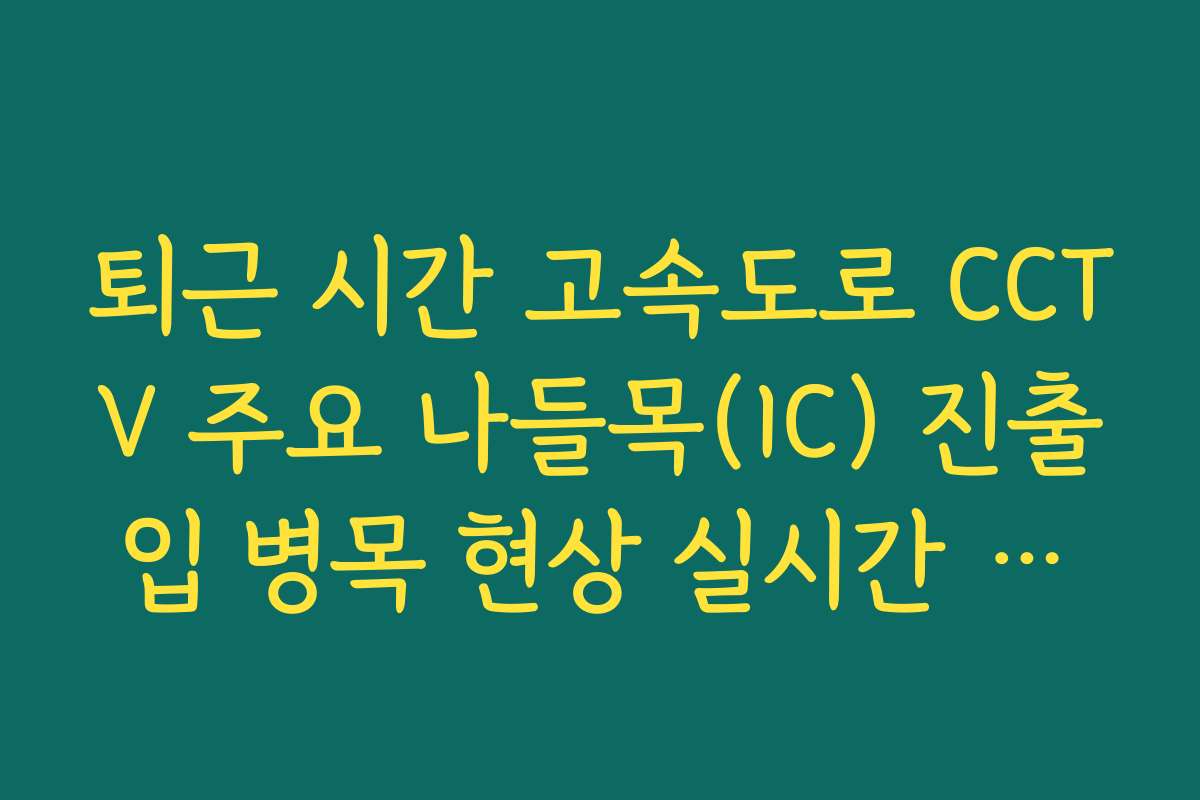 퇴근 시간 고속도로 CCTV 주요 나들목(IC) 진출입 병목 현상 실시간 보기