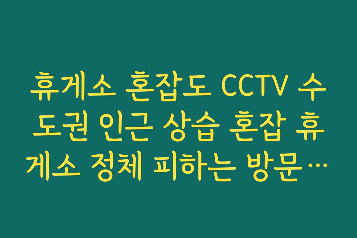 휴게소 혼잡도 CCTV 수도권 인근 상습 혼잡 휴게소 정체 피하는 방문 팁