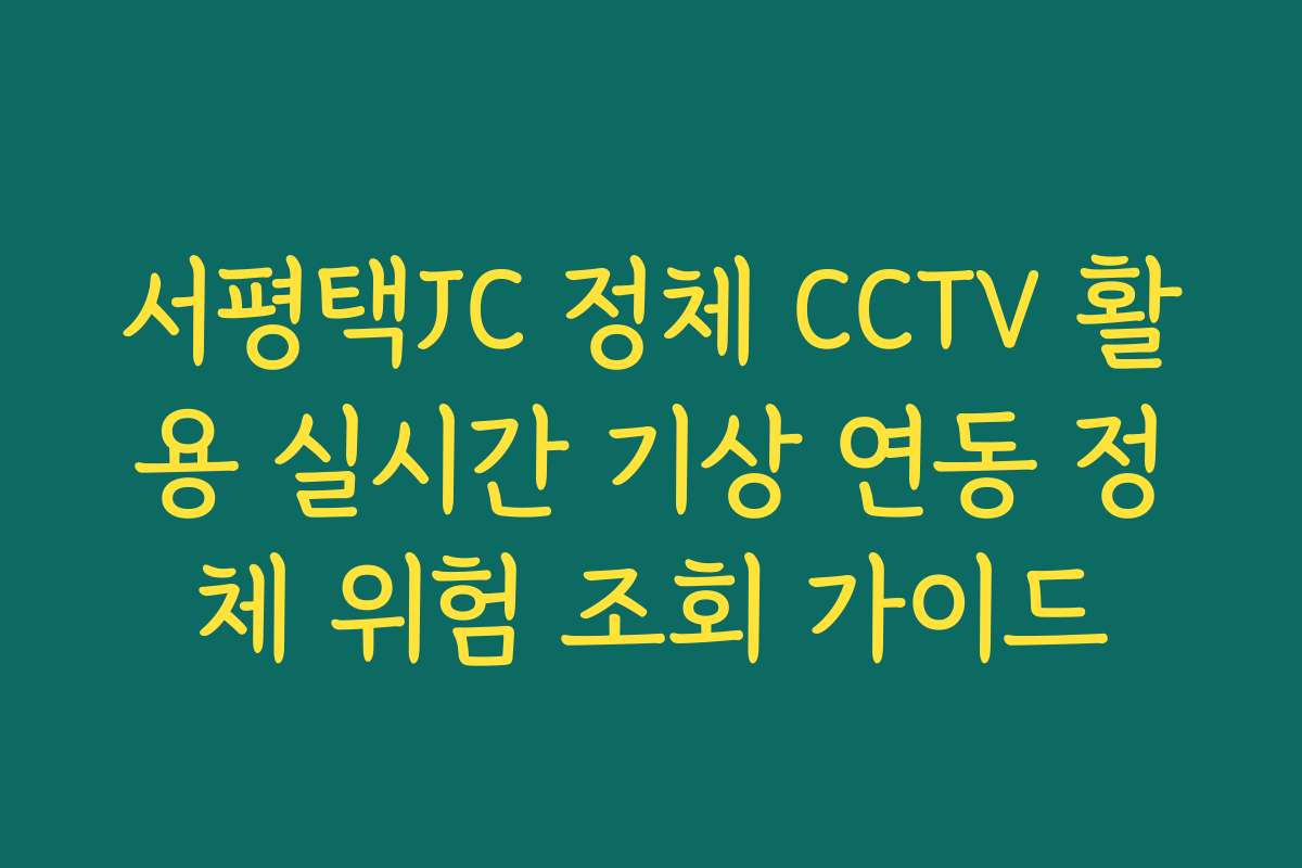 서평택JC 정체 CCTV 활용 실시간 기상 연동 정체 위험 조회 가이드