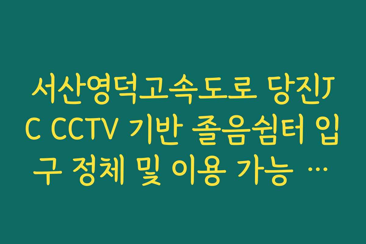 서산영덕고속도로 당진JC CCTV 기반 졸음쉼터 입구 정체 및 이용 가능 실시간 CCTV 확인