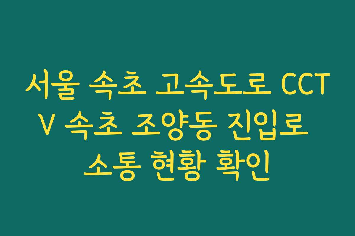 서울 속초 고속도로 CCTV 속초 조양동 진입로 소통 현황 확인