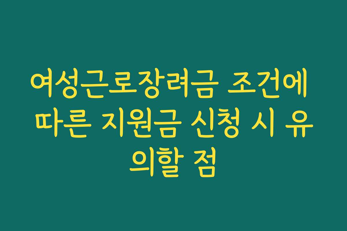 여성근로장려금 조건에 따른 지원금 신청 시 유의할 점