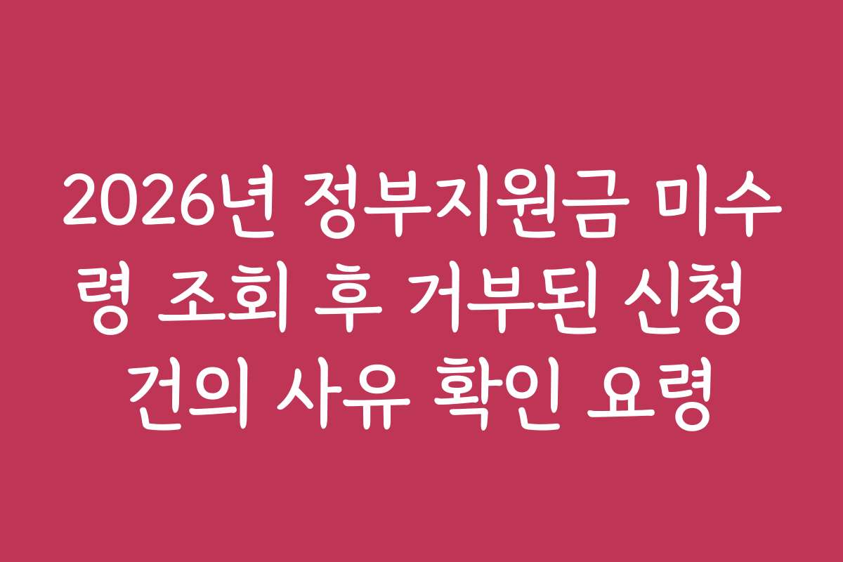 2026년 정부지원금 미수령 조회 후 거부된 신청 건의 사유 확인 요령