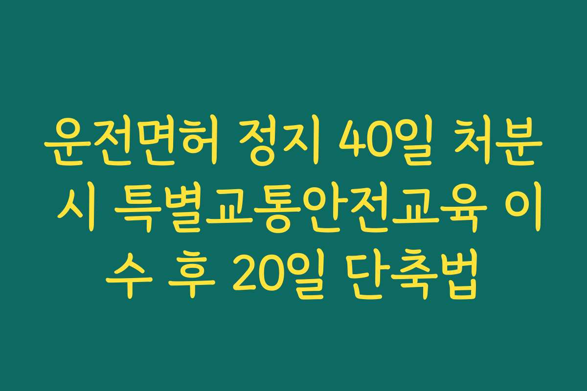 운전면허 정지 40일 처분 시 특별교통안전교육 이수 후 20일 단축법