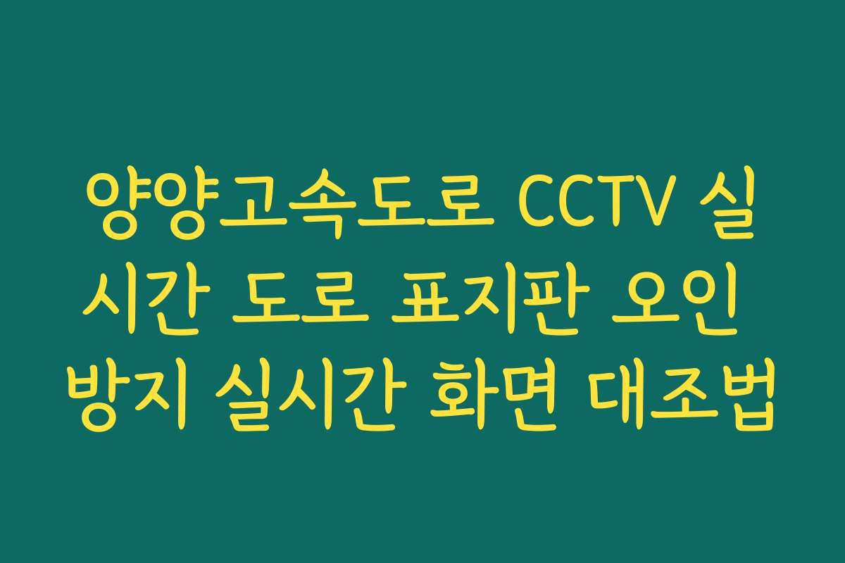 양양고속도로 CCTV 실시간 도로 표지판 오인 방지 실시간 화면 대조법