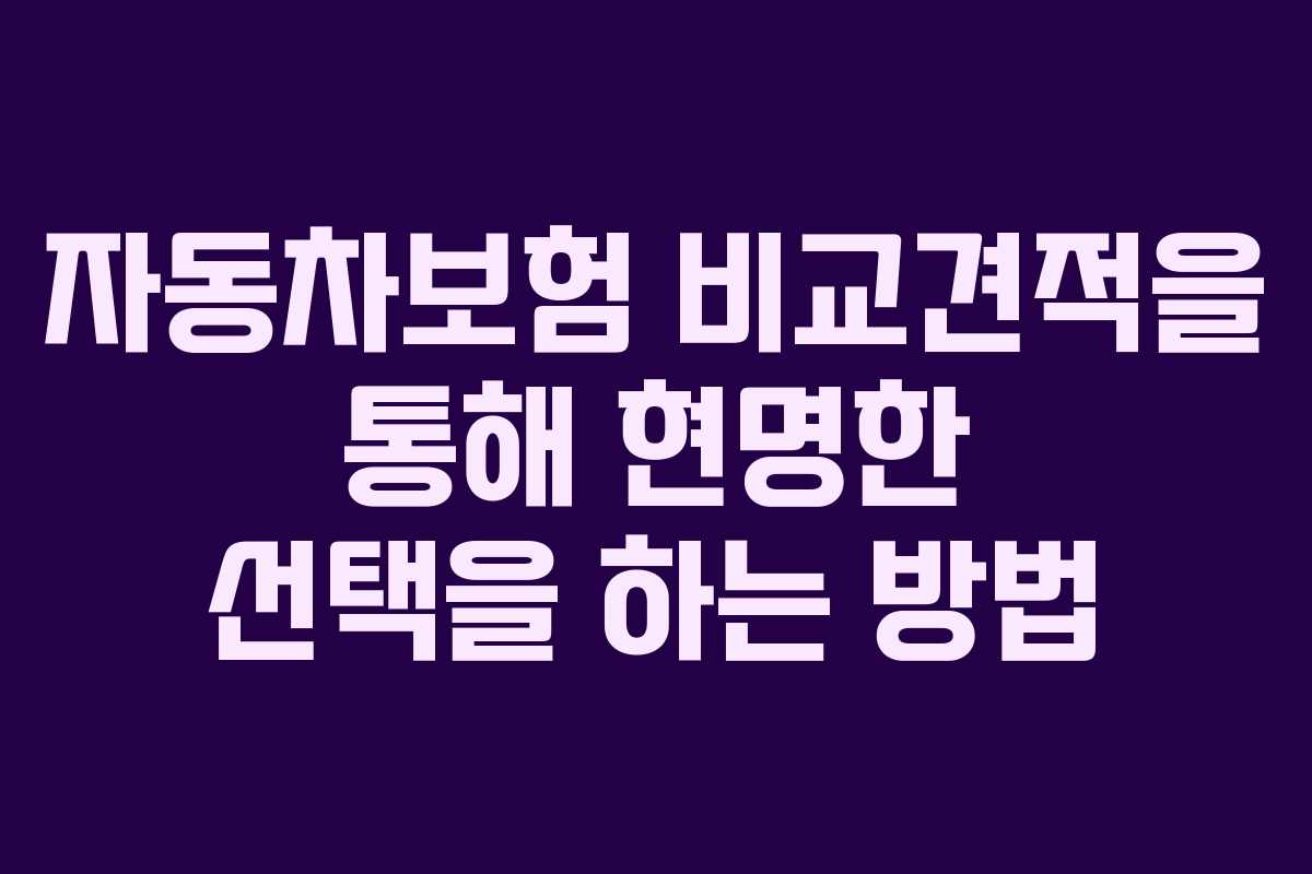 자동차보험 비교견적을 통해 현명한 선택을 하는 방법