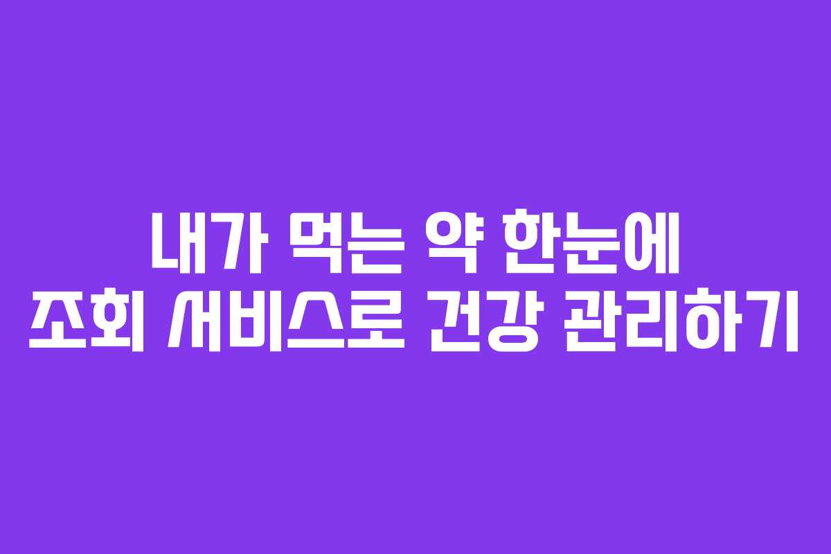 내가 먹는 약 한눈에 조회 서비스로 건강 관리하기