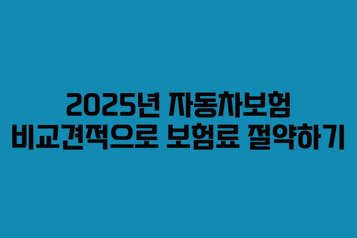 2025년 자동차보험 비교견적으로 보험료 절약하기
