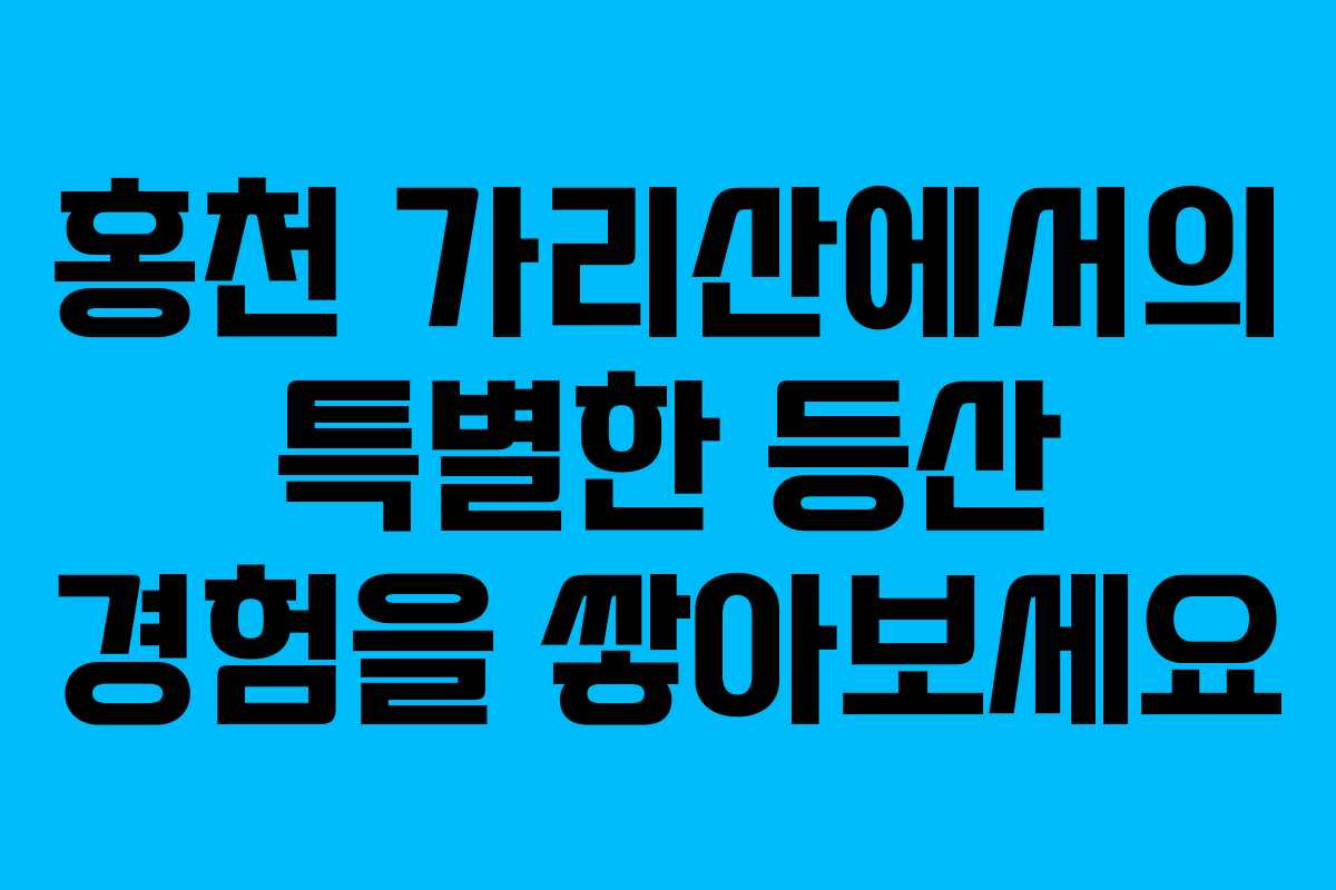 홍천 가리산에서의 특별한 등산 경험을 쌓아보세요