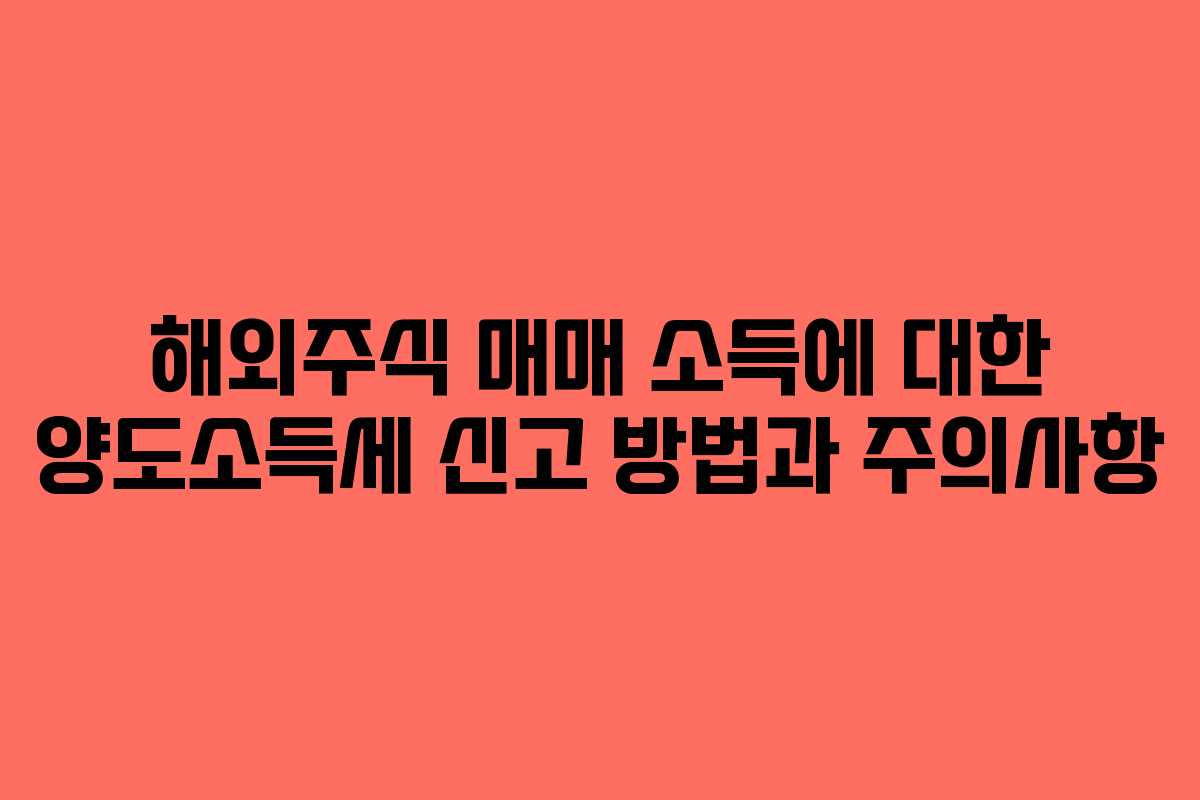 해외주식 매매 소득에 대한 양도소득세 신고 방법과 주의사항