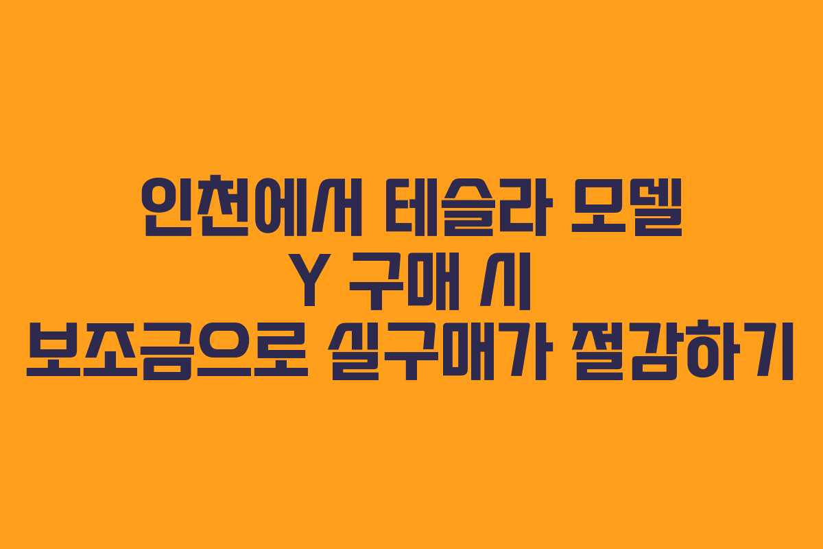 인천에서 테슬라 모델 Y 구매 시 보조금으로 실구매가 절감하기