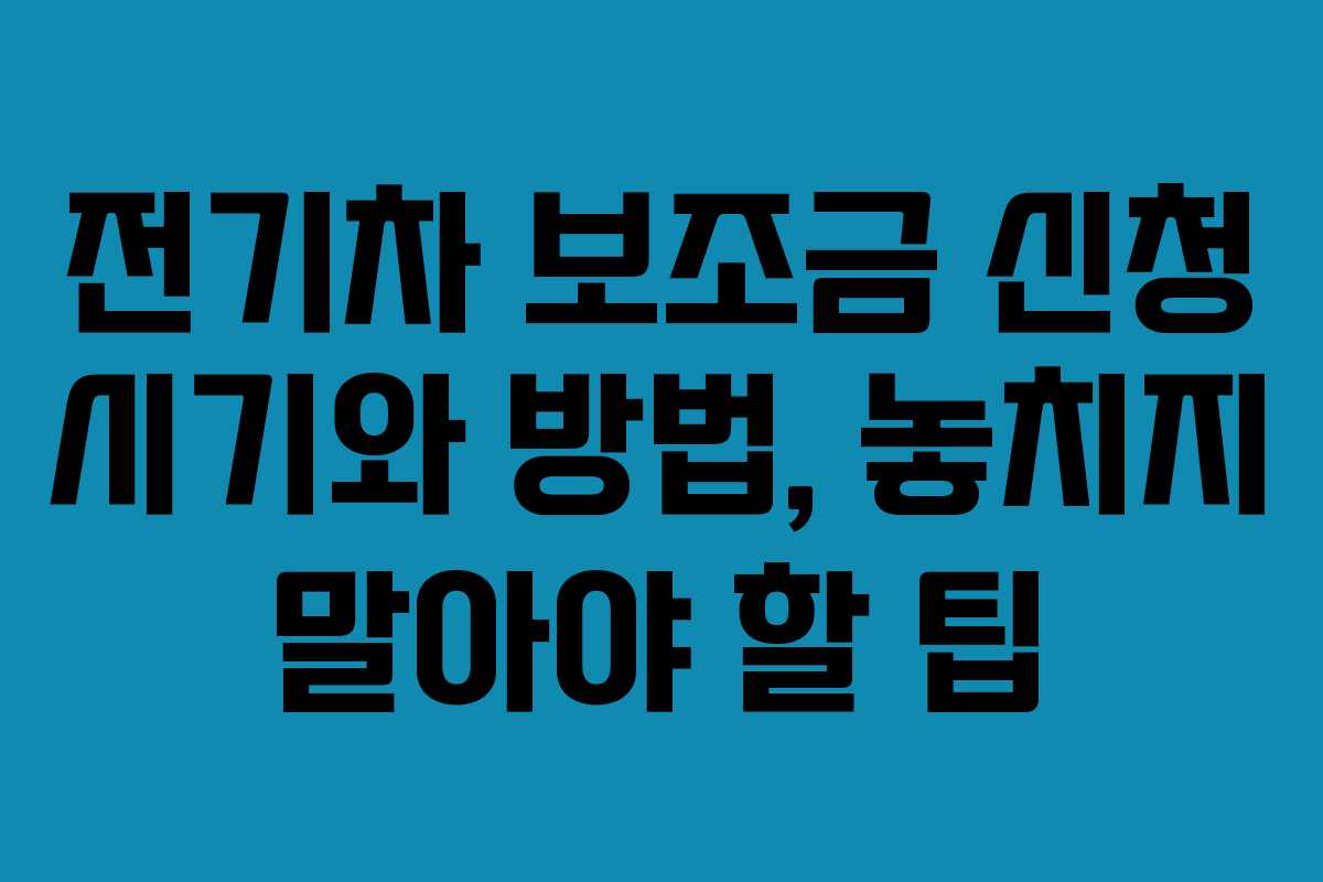 전기차 보조금 신청 시기와 방법, 놓치지 말아야 할 팁