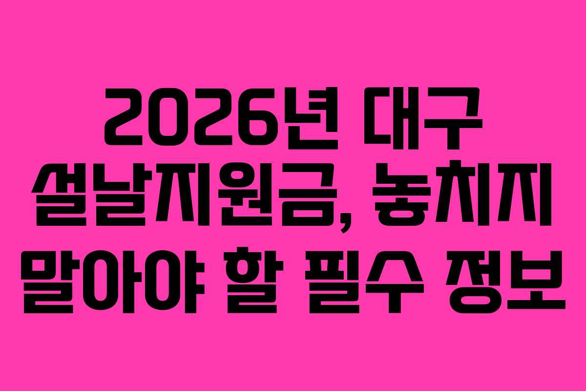 2026년 대구 설날지원금, 놓치지 말아야 할 필수 정보