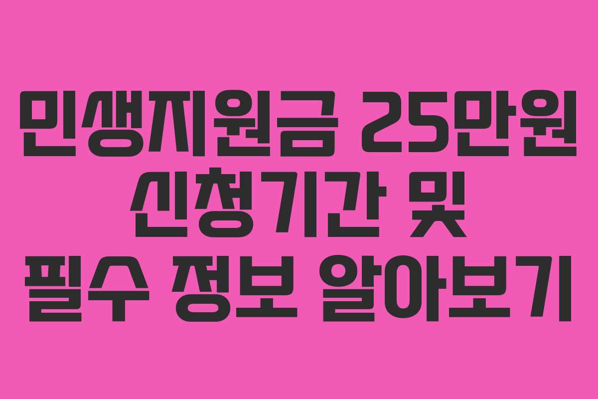 민생지원금 25만원 신청기간 및 필수 정보 알아보기