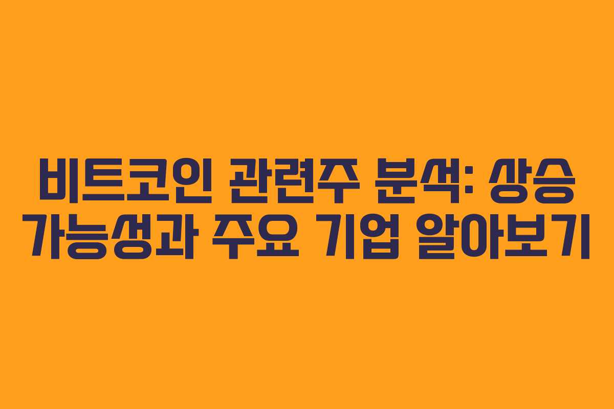 비트코인 관련주 분석: 상승 가능성과 주요 기업 알아보기