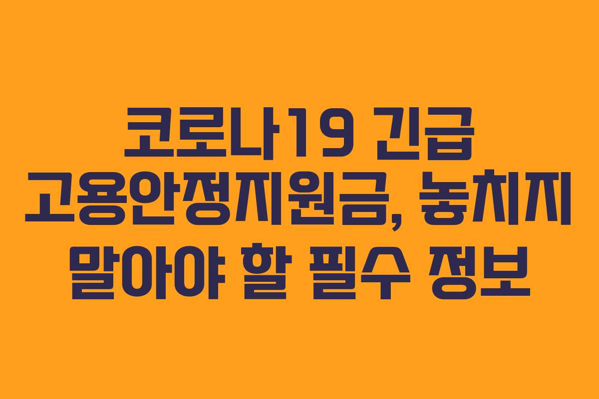 코로나19 긴급 고용안정지원금, 놓치지 말아야 할 필수 정보