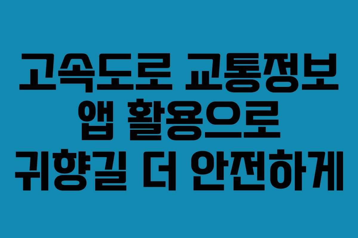 고속도로 교통정보 앱 활용으로 귀향길 더 안전하게